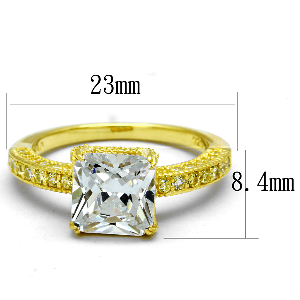 TS539 - 925 Sterling Silver Ring Gold Women AAA Grade CZ Clear