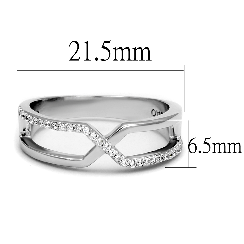 TS540 - 925 Sterling Silver Ring Rhodium Women AAA Grade CZ Clear