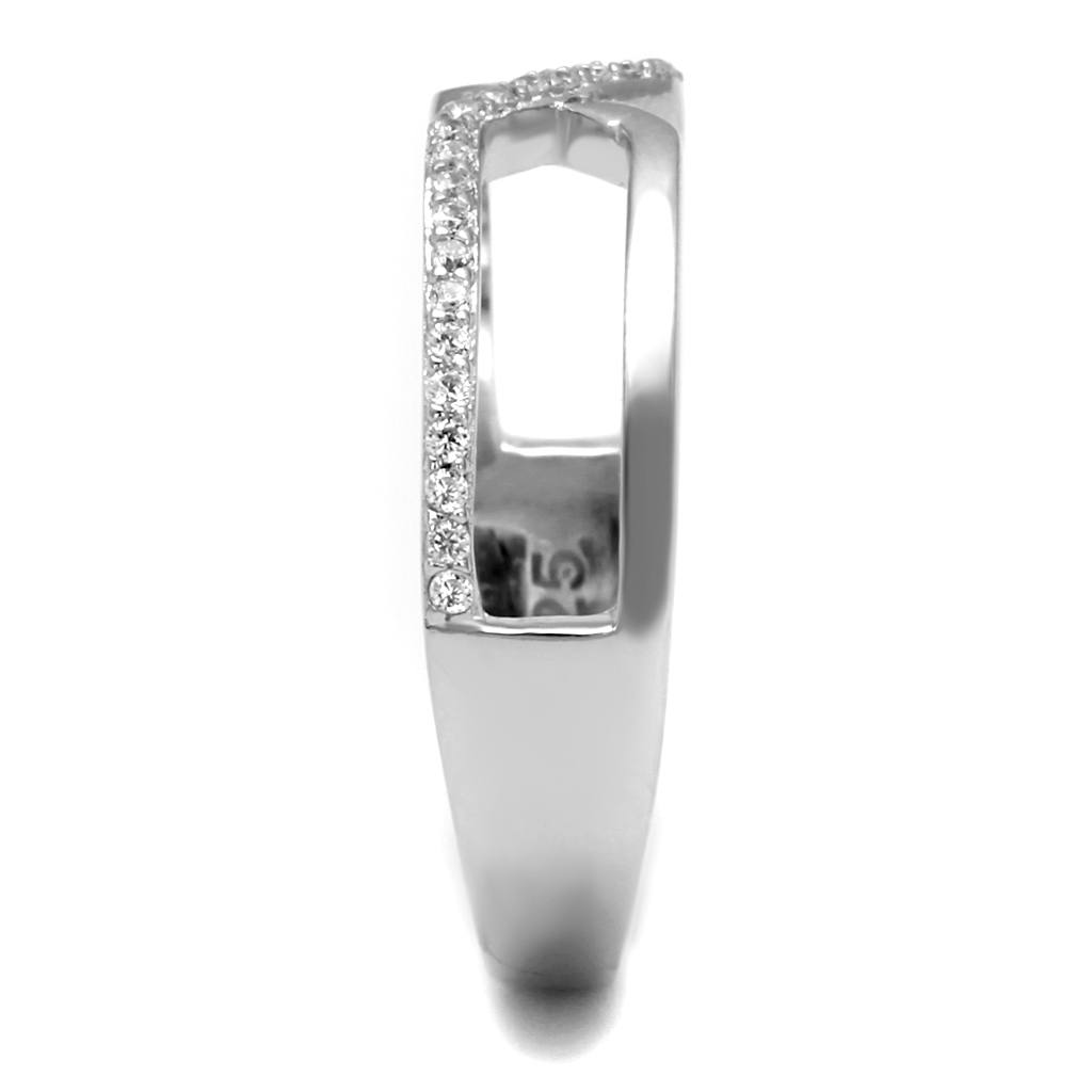 TS540 - 925 Sterling Silver Ring Rhodium Women AAA Grade CZ Clear