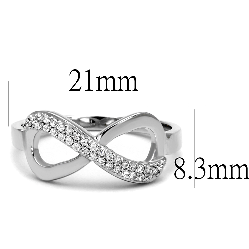 TS541 - 925 Sterling Silver Ring Rhodium Women AAA Grade CZ Clear