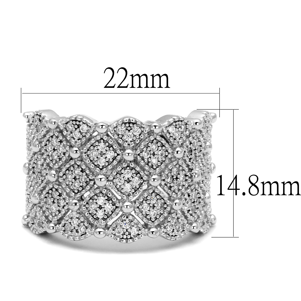 TS546 - 925 Sterling Silver Ring Rhodium Women AAA Grade CZ Clear