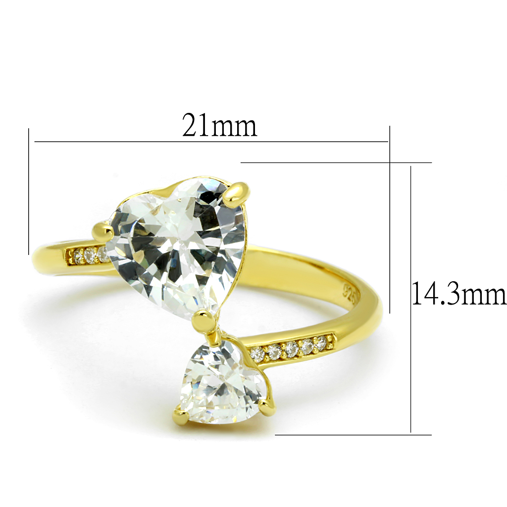 TS555 - 925 Sterling Silver Ring Gold Women AAA Grade CZ Clear