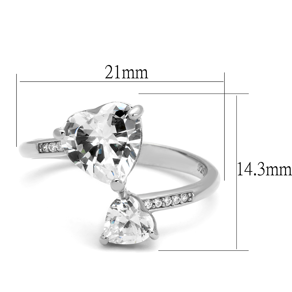 TS556 - 925 Sterling Silver Ring Rhodium Women AAA Grade CZ Clear