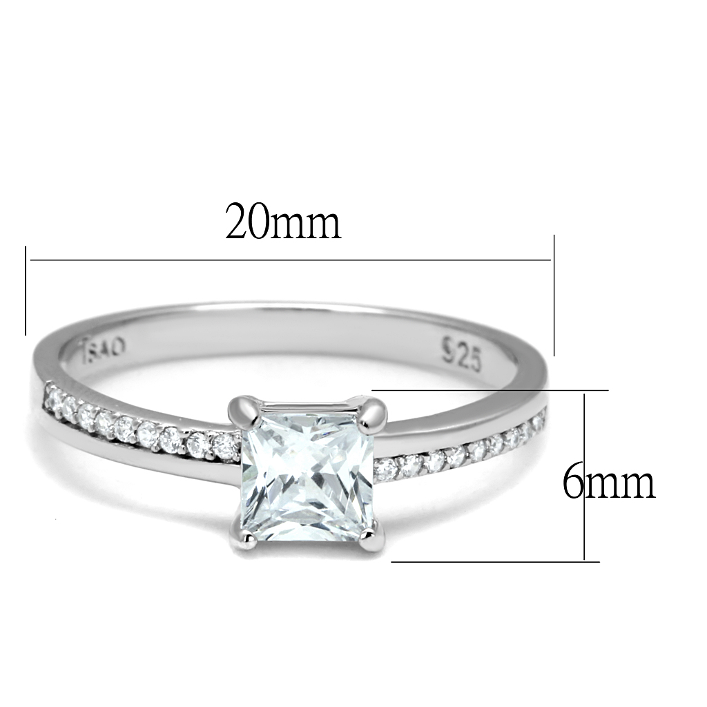 TS558 - 925 Sterling Silver Ring Rhodium Women AAA Grade CZ Clear