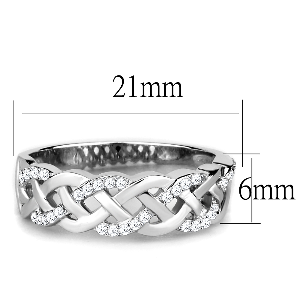 TS566 - 925 Sterling Silver Ring Rhodium Women AAA Grade CZ Clear