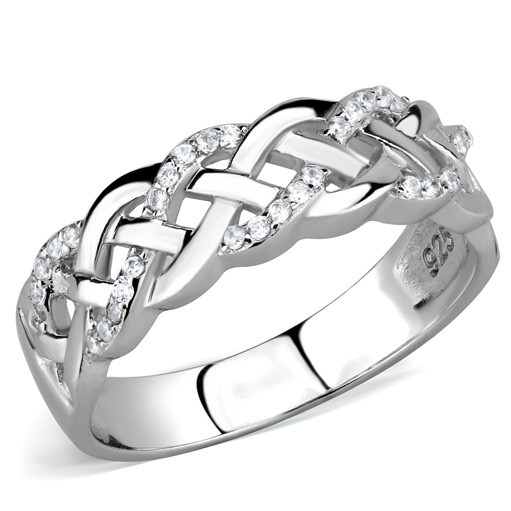 TS566 - 925 Sterling Silver Ring Rhodium Women AAA Grade CZ Clear