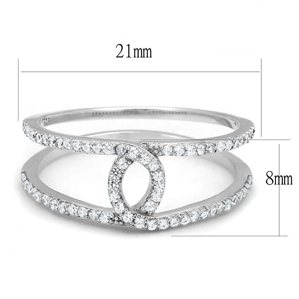 TS575 - 925 Sterling Silver Ring Rhodium Women AAA Grade CZ Clear