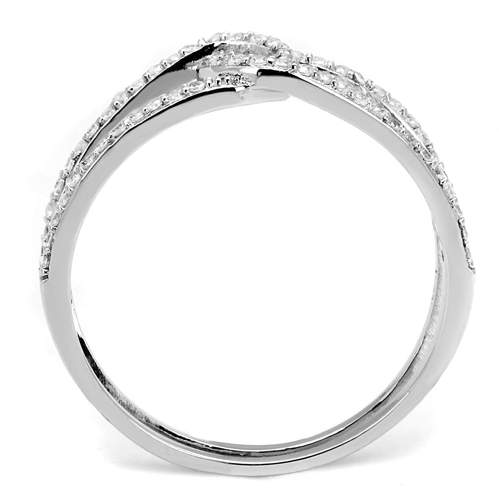 TS575 - 925 Sterling Silver Ring Rhodium Women AAA Grade CZ Clear