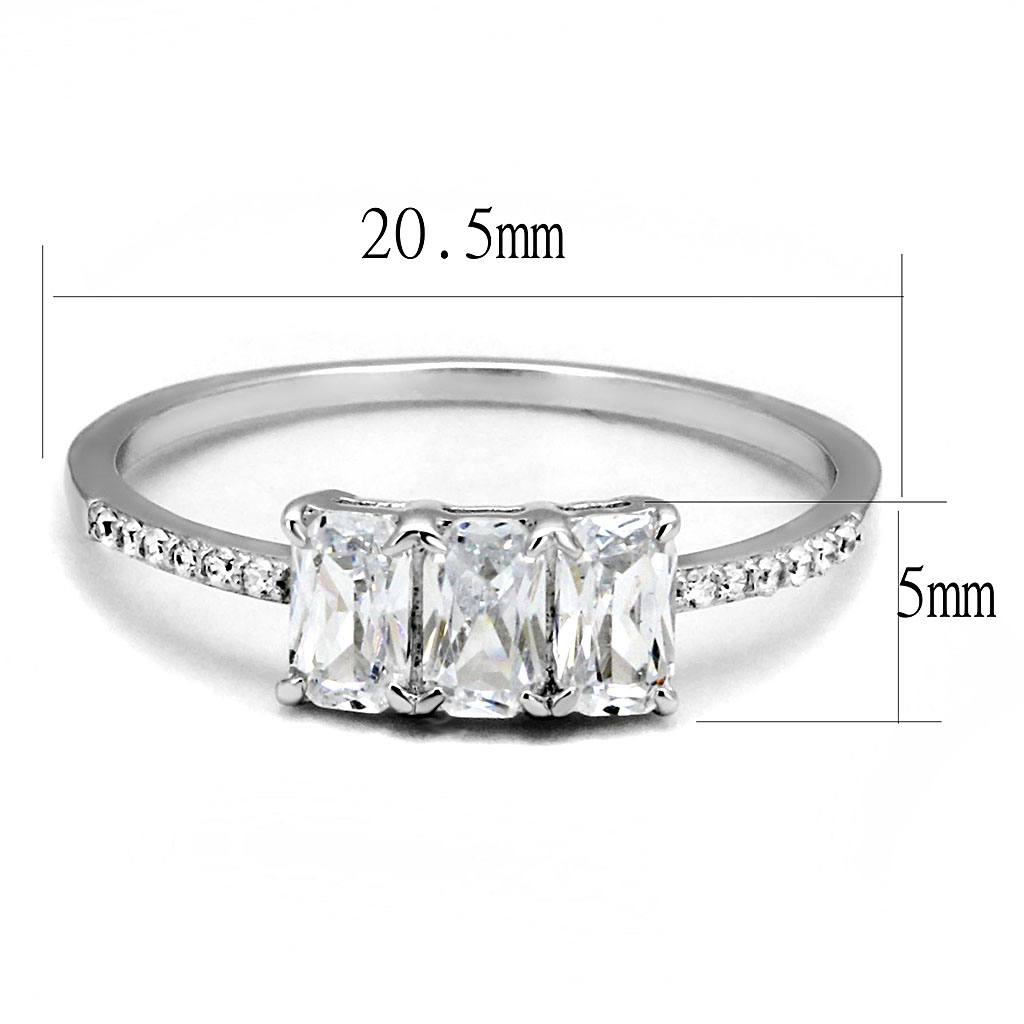 TS579 - 925 Sterling Silver Ring Rhodium Women AAA Grade CZ Clear