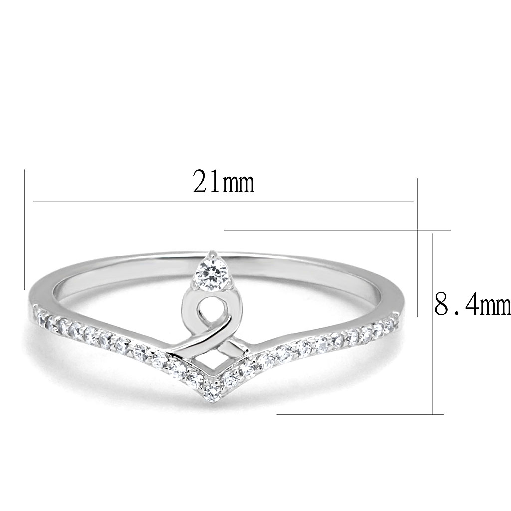 TS583 - 925 Sterling Silver Ring Rhodium Women AAA Grade CZ Clear