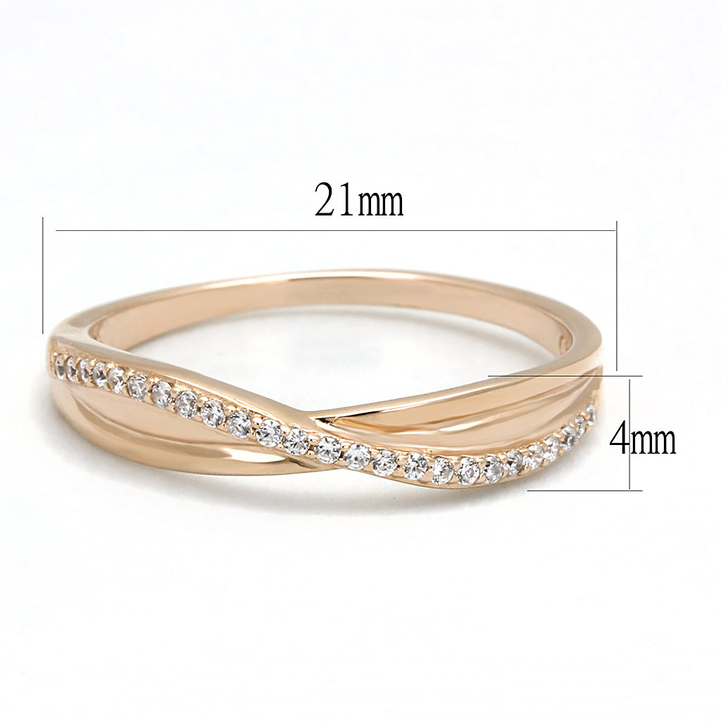 TS591 - 925 Sterling Silver Ring Rose Gold Women AAA Grade CZ Clear