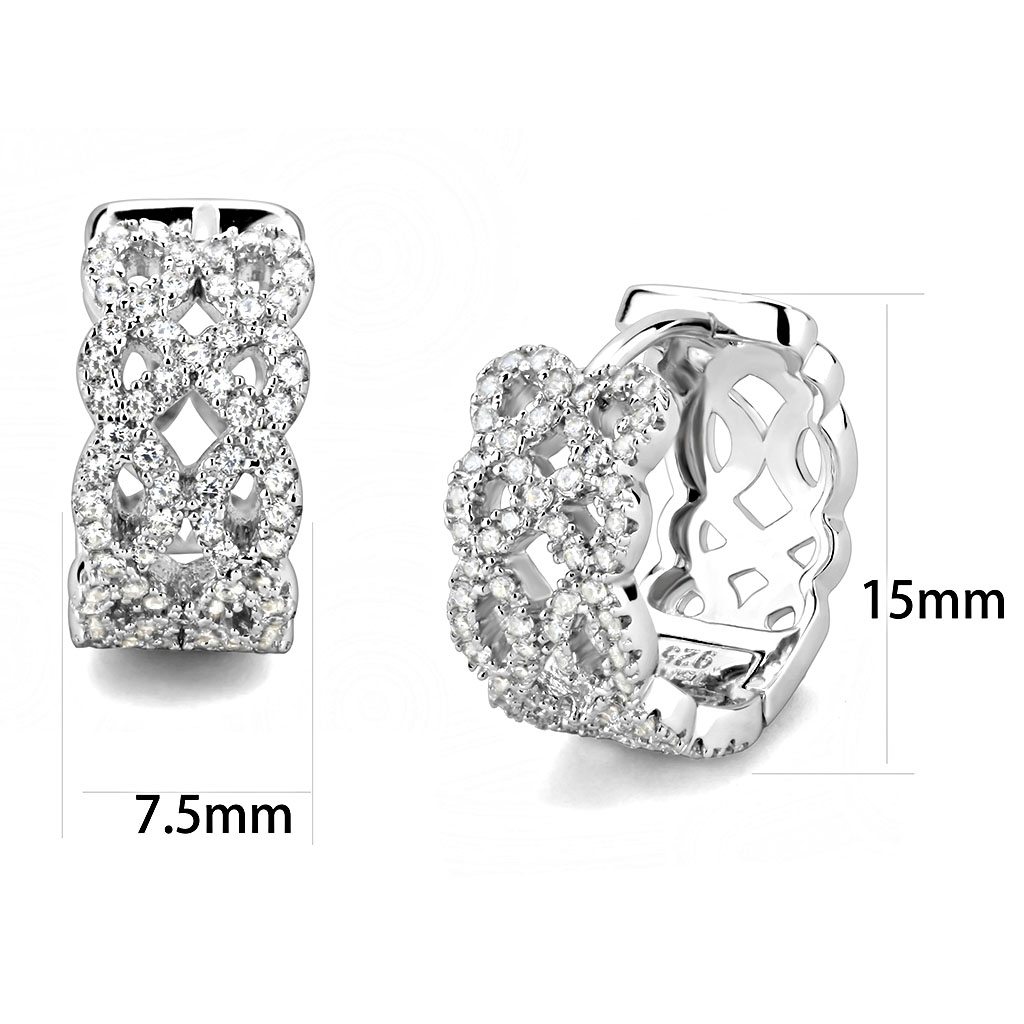 TS616 - 925 Sterling Silver Earrings Rhodium Women AAA Grade CZ Clear