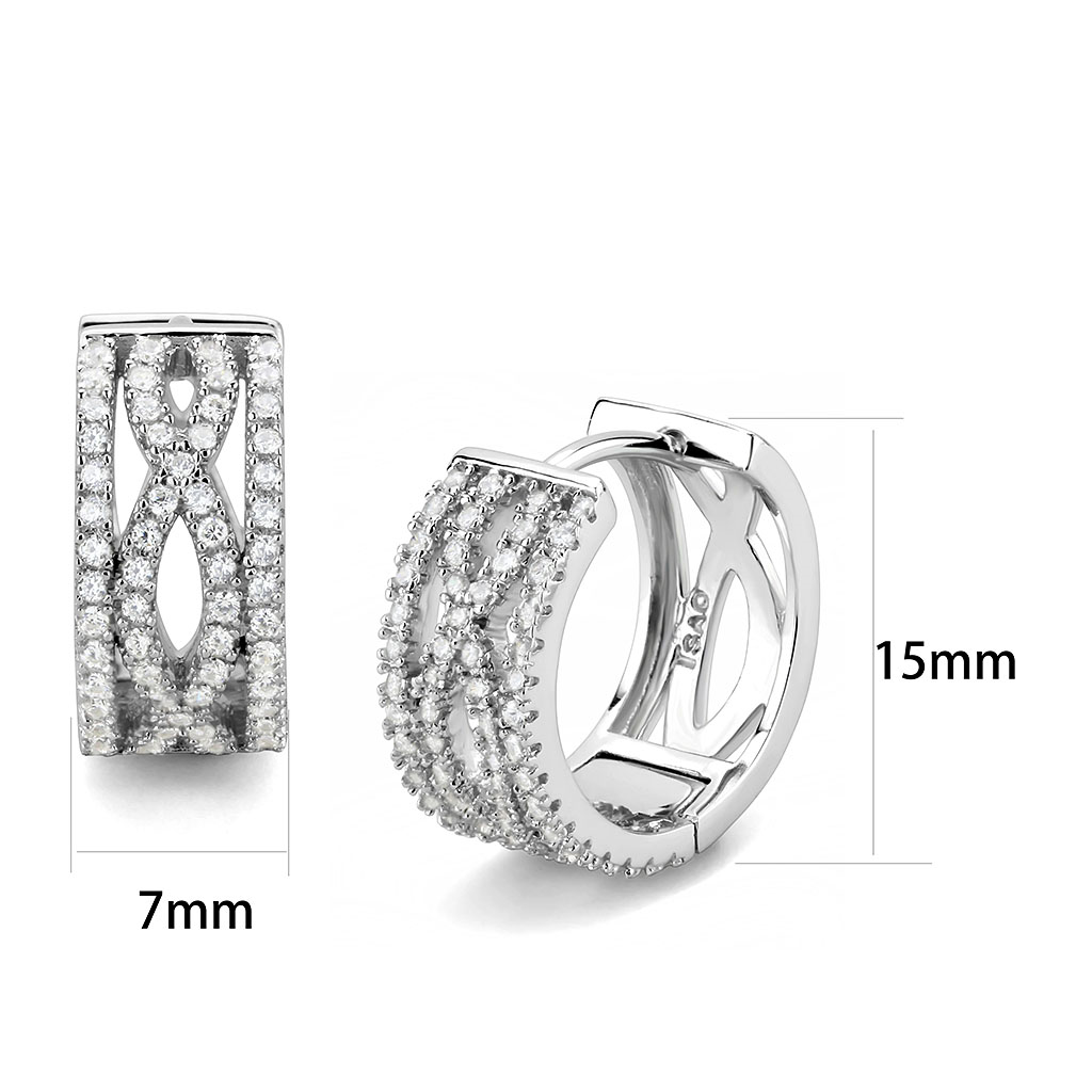 TS617 - 925 Sterling Silver Earrings Rhodium Women AAA Grade CZ Clear