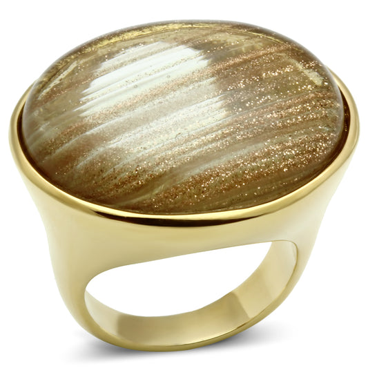 VL002 - Brass ring, brass base, IP gold, ion plating, Women Synthetic Topaz