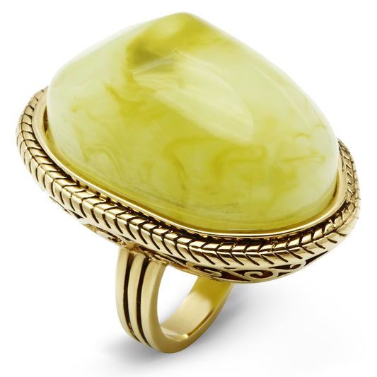 VL005 - Brass ring, brass base, IP gold, ion plating, Women Synthetic Apple Green color