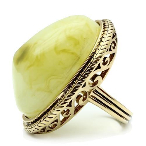 VL005 - Brass ring, brass base, IP gold, ion plating, Women Synthetic Apple Green color