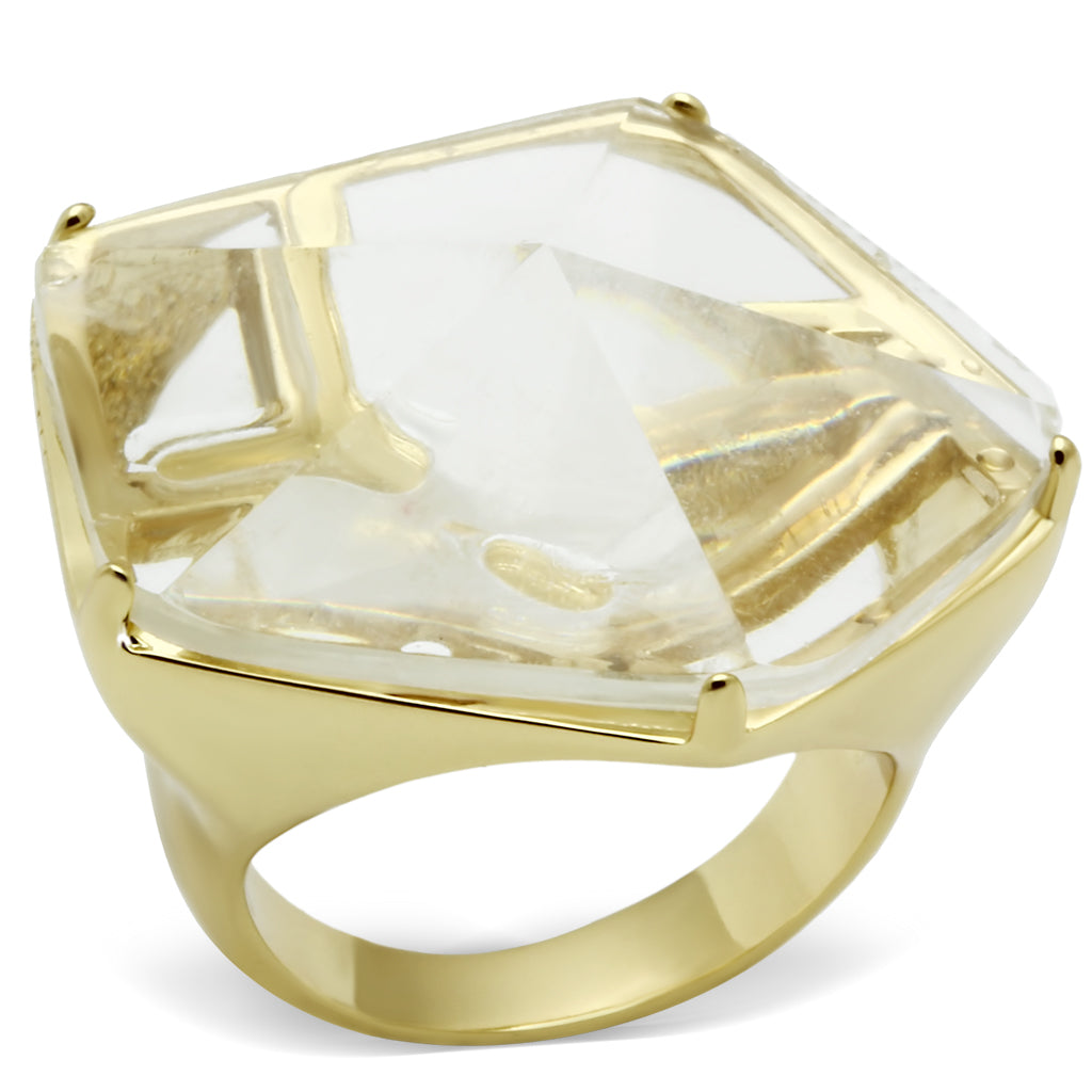 VL007 - Brass Ring Gold Women Synthetic Clear