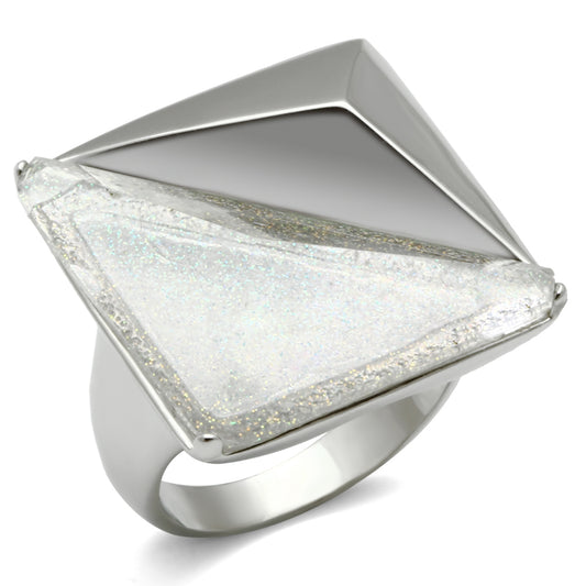 VL009 - Brass Ring Rhodium Women Synthetic Aurora Borealis (Rainbow Effect)