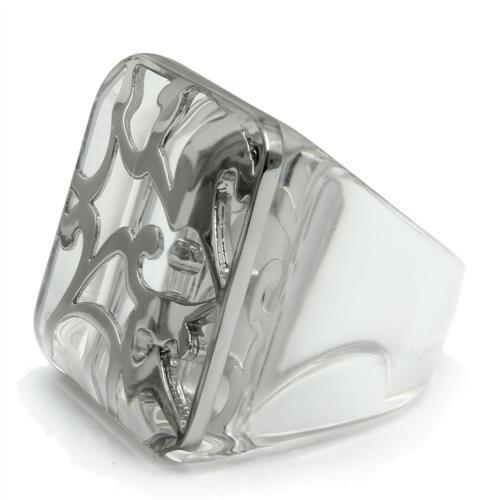 VL012 - Brass Ring Rhodium Women Synthetic Clear