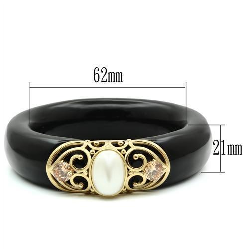 VL032 - Brass Bangle IP Gold(Ion Plating) Women Synthetic White