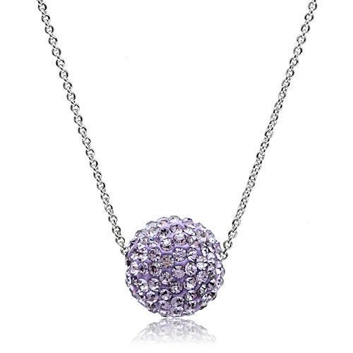 VL056 - Brass Chain Pendant Rhodium Women Top Grade Crystal Light Amethyst