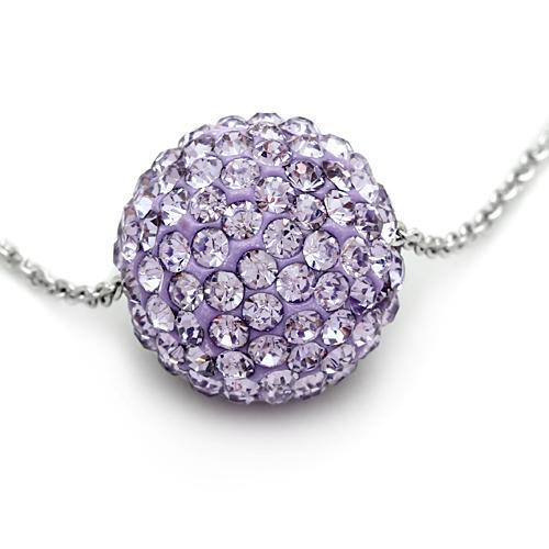 VL056 - Brass Chain Pendant Rhodium Women Top Grade Crystal Light Amethyst