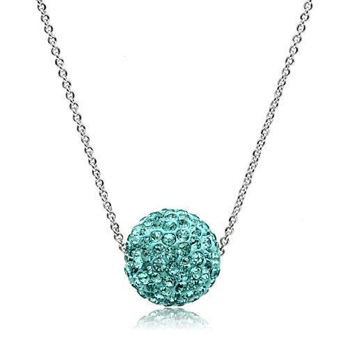 VL059 - Brass Chain Pendant Rhodium Women Top Grade Crystal Sea Blue