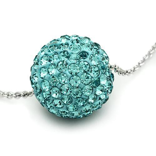 VL059 - Brass Chain Pendant Rhodium Women Top Grade Crystal Sea Blue