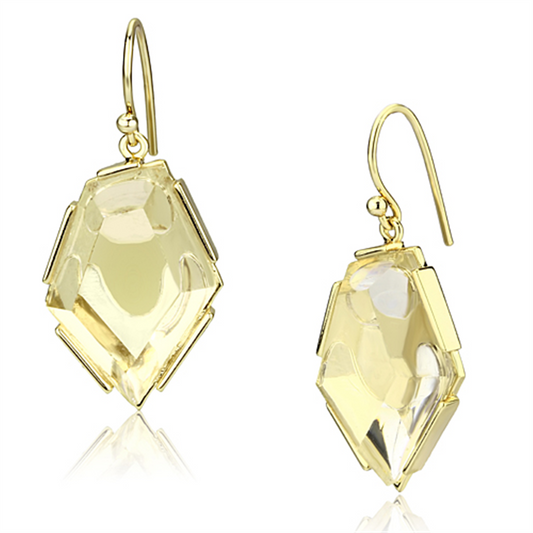 VL066 - Brass Earrings IP Gold(Ion Plating) Women Synthetic Clear