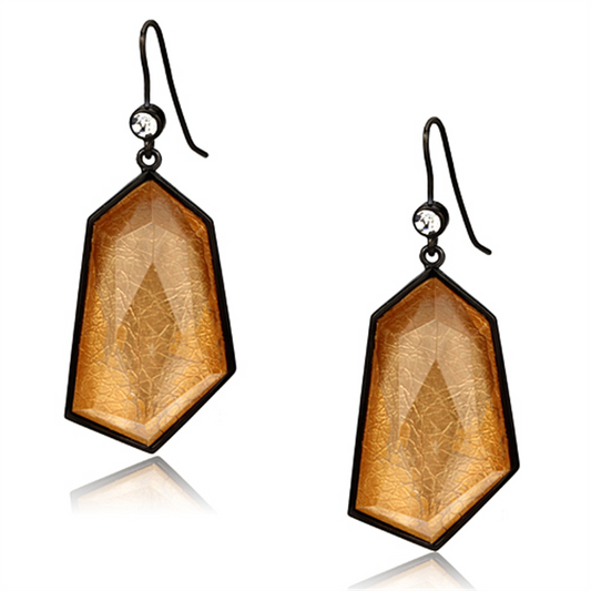 VL070 - Brass Earrings IP Black(Ion Plating) Women Synthetic Orange