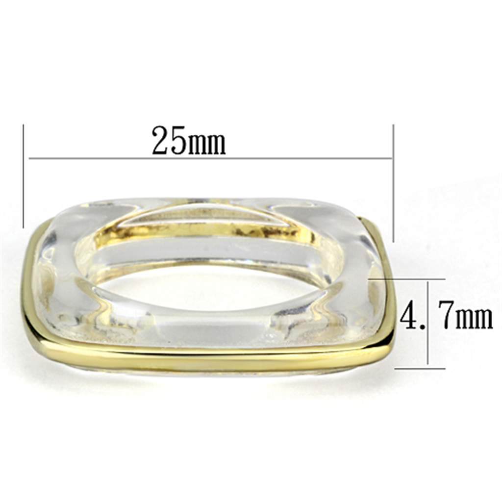 VL081 - Brass ring, brass base, IP gold, ion plating, Women Synthetic Clear