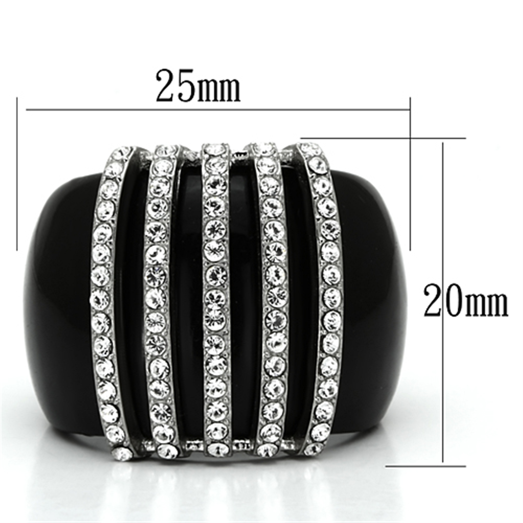 VL099 - Stainless Steel Ring High polished (no plating) Women Top Grade Crystal Clear