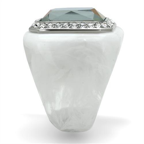 VL111 - Stainless Steel Ring High polished (no plating) Women Synthetic Aquamarine AB